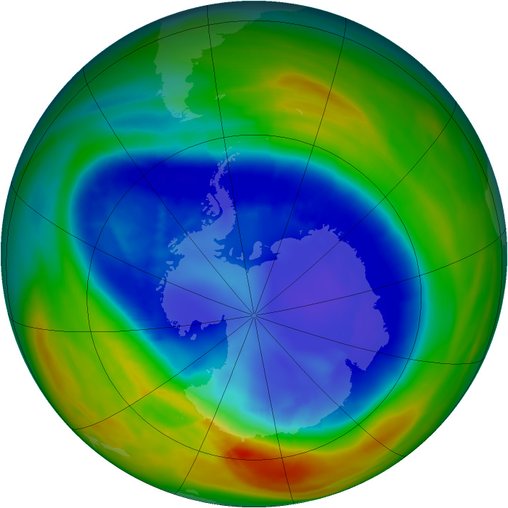 Antarctic ozone map for 29 August 2007
